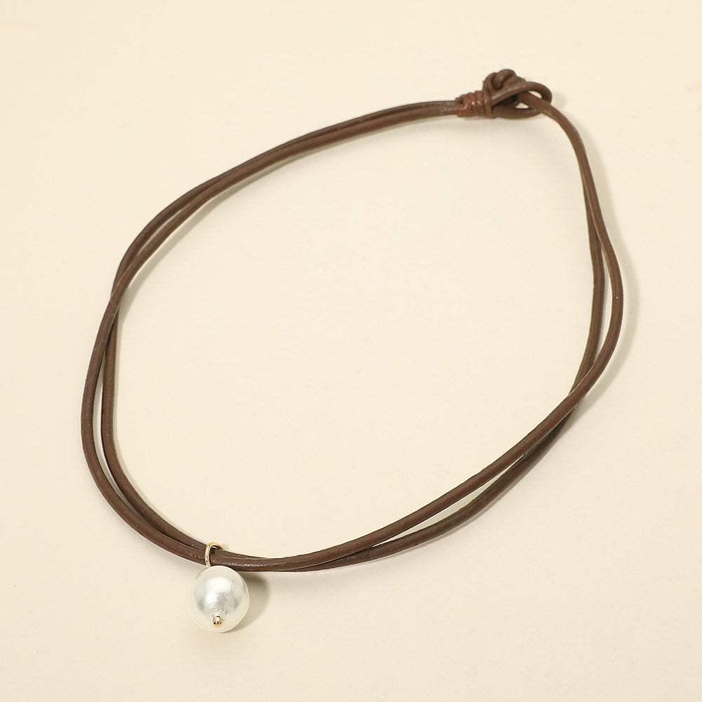 Pearl Charm Accent Adjustable Cord Necklace - Madeline Love - Flyclothing LLC