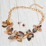 Stone Accent Resin Metal Cutout Floral Link Statement Necklace - Madeline Love - Flyclothing LLC