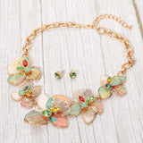 Stone Accent Resin Metal Cutout Floral Link Statement Necklace - Madeline Love - Flyclothing LLC