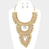 Stone Pointed Metal Statement Necklace - Madeline Love - Flyclothing LLC