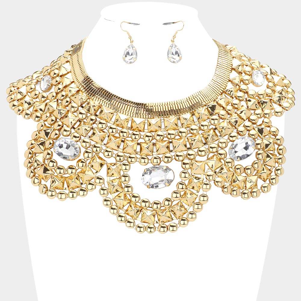 Oval Stone Accented Armor Necklace - Madeline Love - Flyclothing LLC