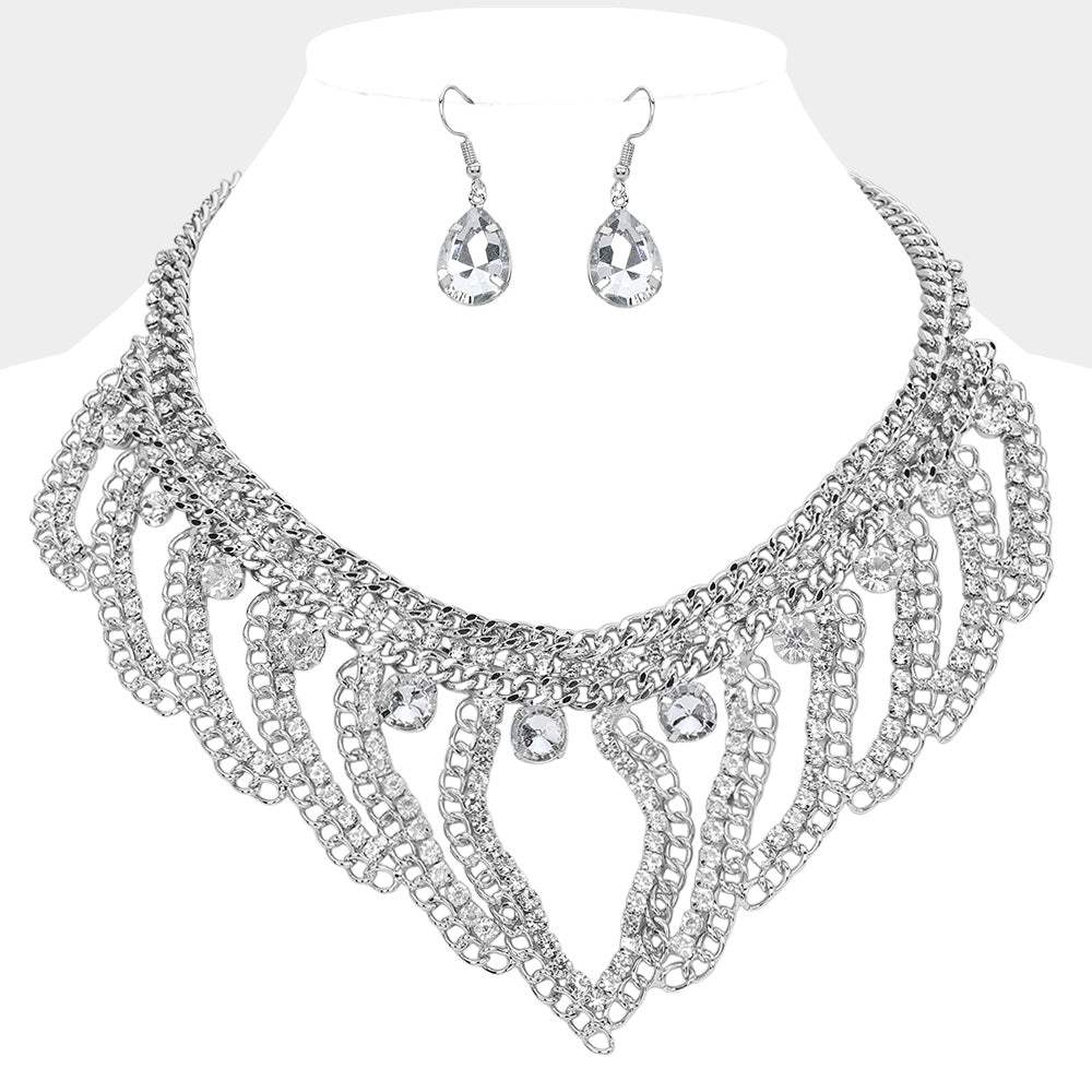 Stone Cluster Pointed Chunky Abstract Chain Necklace - Madeline Love - Flyclothing LLC