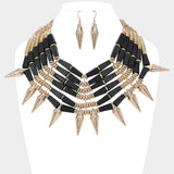Wooden Metal Bat Beaded Spike Statement Necklace - Madeline Love - Flyclothing LLC