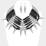 Wooden Metal Bat Beaded Spike Statement Necklace - Madeline Love - Flyclothing LLC