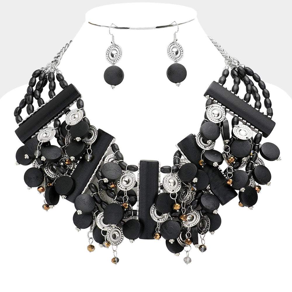 Ethnic Vintage Wooden Bib Necklace - Madeline Love - Flyclothing LLC