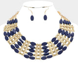 Oval Wood Beaded Statement Necklace - Madeline Love - Flyclothing LLC