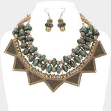 Antique Metal Western Geometric Collar Statement Necklace - Madeline Love - Flyclothing LLC
