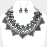 Antique Metal Western Geometric Collar Statement Necklace - Madeline Love - Flyclothing LLC