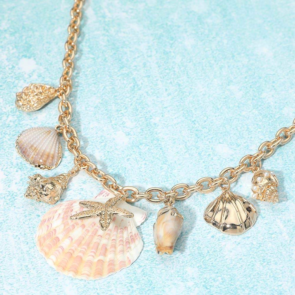 Sea Shell Charm Station Statement Necklace - Madeline Love - Flyclothing LLC