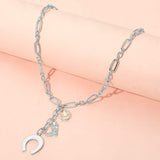 Horseshoe Cowboy Boot Pearl Charm Drop Paperclip Chain Necklace - Madeline Love - Flyclothing LLC