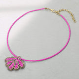 Felt Back Seed Beaded Shell Pendant Necklace - Madeline Love - Flyclothing LLC