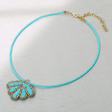 Felt Back Seed Beaded Shell Pendant Necklace - Madeline Love - Flyclothing LLC