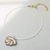 Felt Back Seed Beaded Shell Pendant Necklace - Madeline Love - Flyclothing LLC