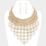 Faceted Cube Bead Cluster Bib Necklace - Madeline Love - Flyclothing LLC