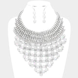 Faceted Cube Bead Cluster Bib Necklace - Madeline Love - Flyclothing LLC