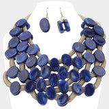 Marbled Oval Bead Cluster Statement Necklace - Madeline Love - Flyclothing LLC