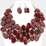 Marbled Oval Bead Cluster Statement Necklace - Madeline Love - Flyclothing LLC