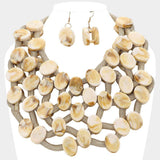 Marbled Oval Bead Cluster Statement Necklace - Madeline Love - Flyclothing LLC
