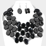 Marbled Oval Bead Cluster Statement Necklace - Madeline Love - Flyclothing LLC