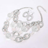 Chunky Acrylic Ball Textured Metal Ring Abstract Chandelier Statement Necklace - Madeline Love - Flyclothing LLC