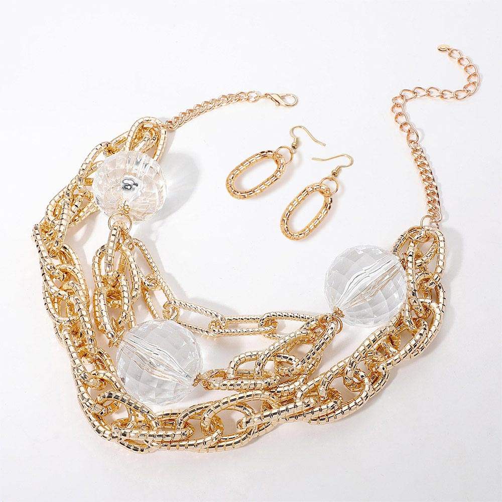 Chunky Acrylic Ball Textured Chain Layered Statement Necklace - Madeline Love - Flyclothing LLC