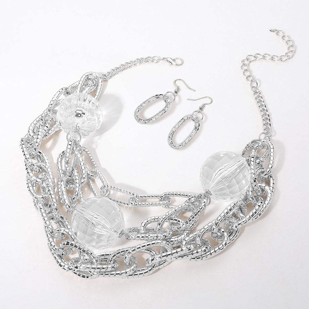 Chunky Acrylic Ball Textured Chain Layered Statement Necklace - Madeline Love - Flyclothing LLC
