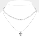 Faux Suede Double Layered Metal Heart Pendant Necklace - Madeline Love - Flyclothing LLC