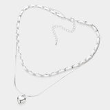 Faux Suede Double Layered Metal Heart Pendant Necklace - Madeline Love - Flyclothing LLC