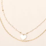 Mother of Pearl Heart Pendant Layered Necklace