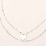 Mother of Pearl Heart Pendant Layered Necklace