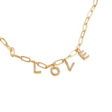 Semi Fine Collection - 18K Gold Dipped Brass Metal LOVE Monogram Charm Paperclip Chain Necklace - Madeline Love - Flyclothing LLC