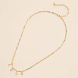 Semi Fine Collection - 18K Gold Dipped Brass Metal LOVE Monogram Charm Paperclip Chain Necklace - Madeline Love - Flyclothing LLC