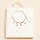 Semi Fine Collection - 18K Gold Dipped Brass Metal LOVE Monogram Charm Paperclip Chain Necklace - Madeline Love - Flyclothing LLC