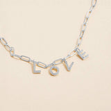 Semi Fine Collection - 18K Gold Dipped Brass Metal LOVE Monogram Charm Paperclip Chain Necklace - Madeline Love - Flyclothing LLC