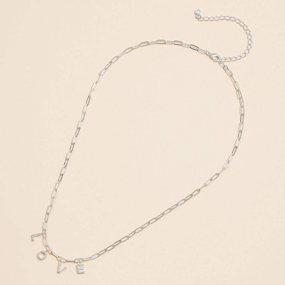 Semi Fine Collection - 18K Gold Dipped Brass Metal LOVE Monogram Charm Paperclip Chain Necklace - Madeline Love - Flyclothing LLC