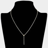 Brass Metal Dainty Rhinestone Chain Heart Pendant Necklace - Madeline Love - Flyclothing LLC