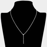 Brass Metal Dainty Rhinestone Chain Heart Pendant Necklace - Madeline Love - Flyclothing LLC