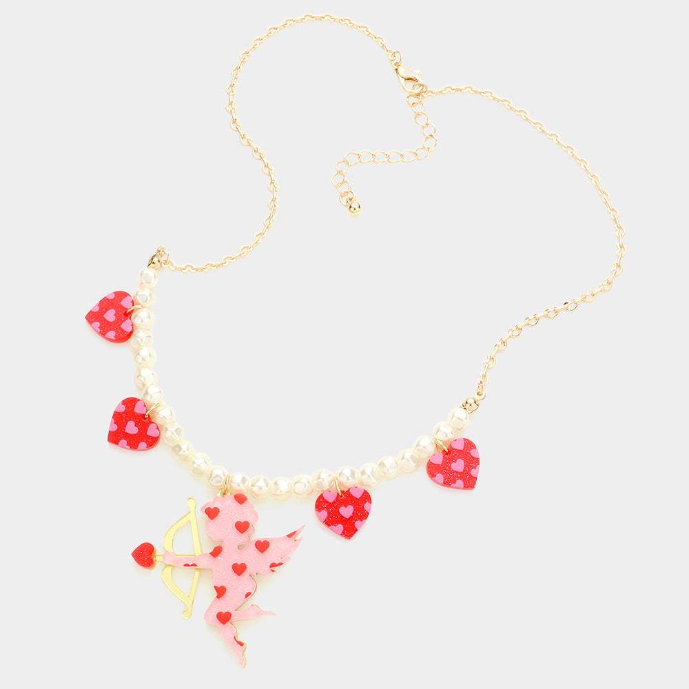 Heart Cupid Pendant Pearl Necklace - Madeline Love - Flyclothing LLC