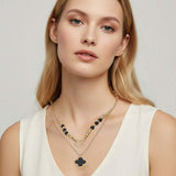 Layered Quatrefoil Pendant Accent Necklace - Madeline Love - Flyclothing LLC