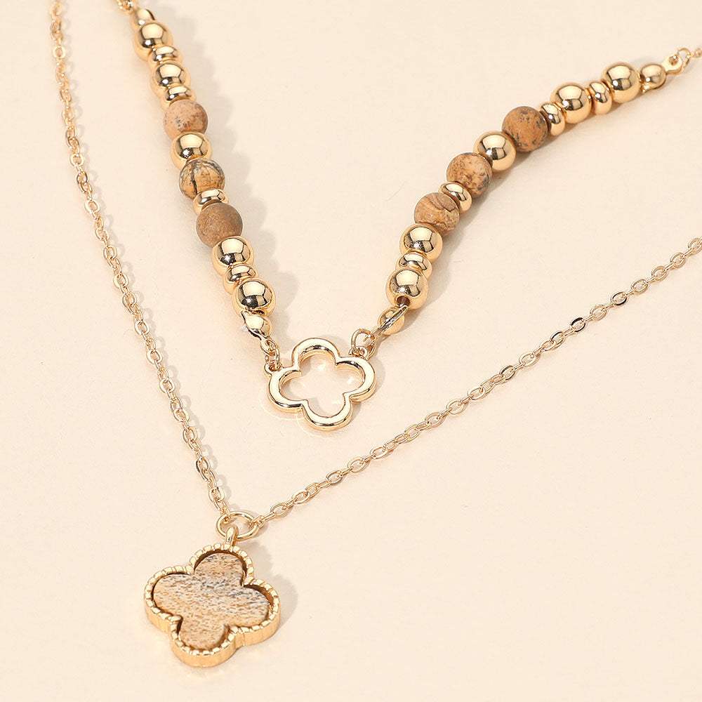 Layered Quatrefoil Pendant Accent Necklace - Madeline Love - Flyclothing LLC