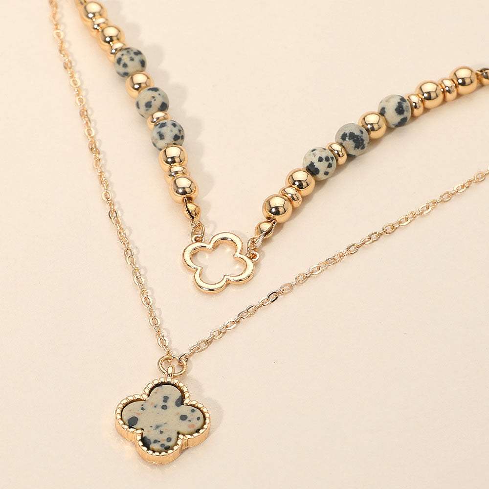 Layered Quatrefoil Pendant Accent Necklace - Madeline Love - Flyclothing LLC