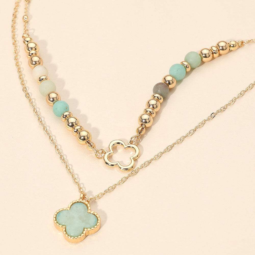 Layered Quatrefoil Pendant Accent Necklace - Madeline Love - Flyclothing LLC