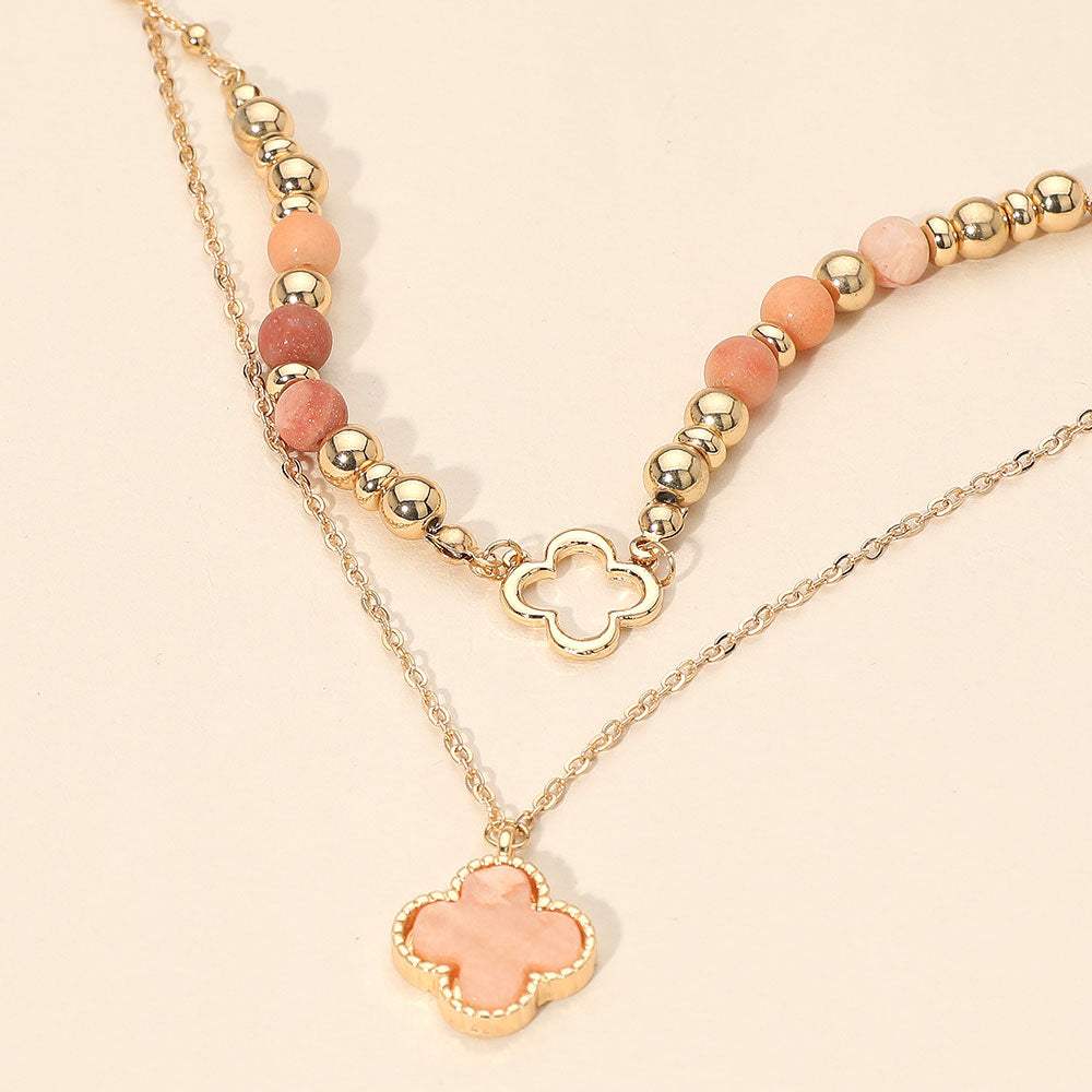 Layered Quatrefoil Pendant Accent Necklace - Madeline Love - Flyclothing LLC