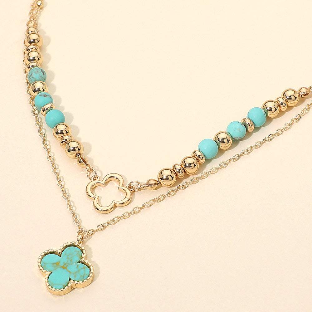 Layered Quatrefoil Pendant Accent Necklace - Madeline Love - Flyclothing LLC
