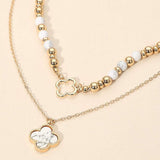 Layered Quatrefoil Pendant Accent Necklace - Madeline Love - Flyclothing LLC