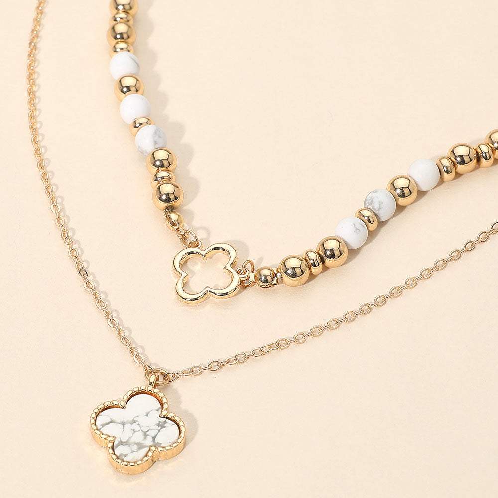 Layered Quatrefoil Pendant Accent Necklace - Madeline Love - Flyclothing LLC