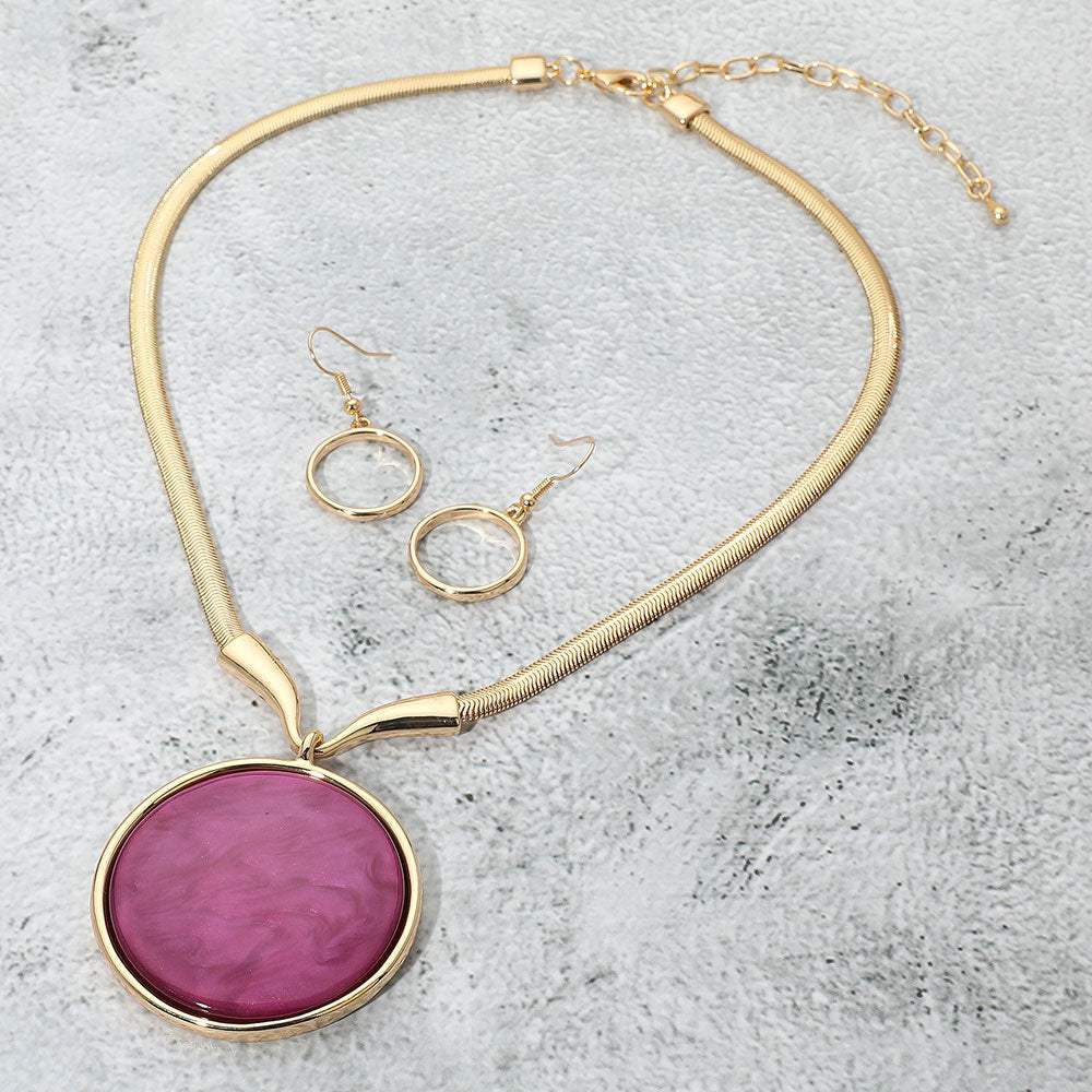 Bold Marbled Round Pendant Statement Necklace - Madeline Love - Flyclothing LLC