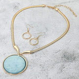 Bold Marbled Round Pendant Statement Necklace - Madeline Love - Flyclothing LLC