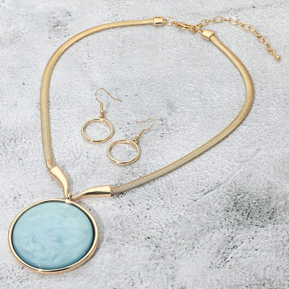 Bold Marbled Round Pendant Statement Necklace - Madeline Love - Flyclothing LLC