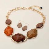 Chunky Bold Resin Pebble Plate Link Statement Necklace - Madeline Love - Flyclothing LLC